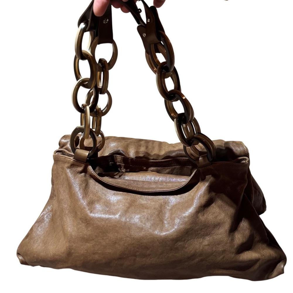 Marni 2000s Brown Leather Chain Shoulder Bag – Italian Designer Classic - Picture 4 of 16